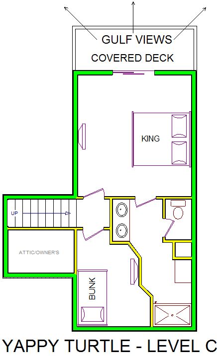 A level C layout view of Sand 'N Sea's beachfront house vacation rental in Galveston named Yappy Turtle