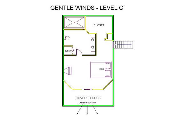 A level C layout view of Sand 'N Sea's beachside house vacation rental in Galveston named Gentle Winds